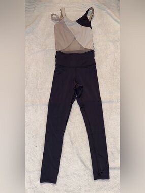 Tiger Friday Size Child X-Large Two-Tone Black and Cream Dance Leotard Unitard
